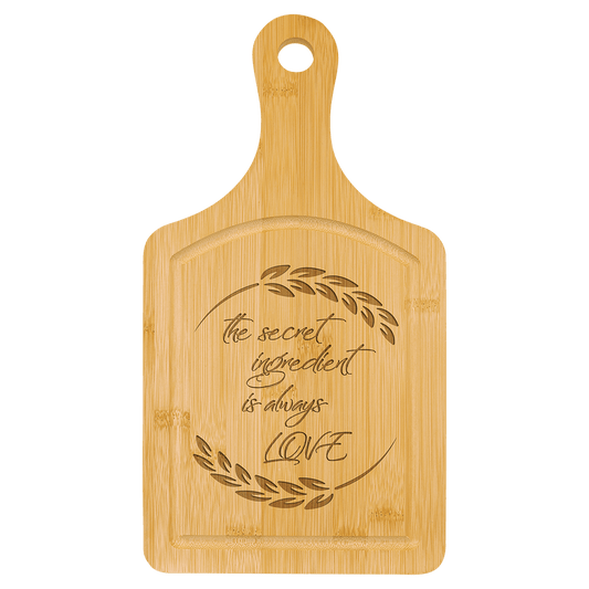 Cutting Board - Bamboo Paddle Shape with Drip Ring