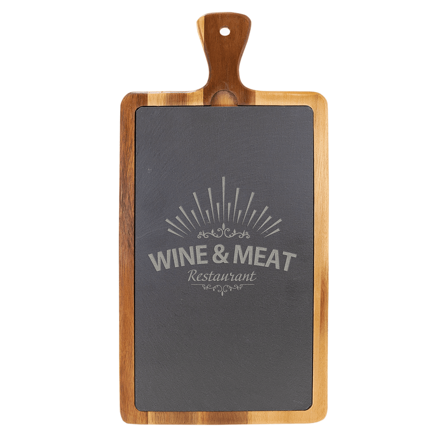 Acacia Wood/Slate Cutting Board with Handle