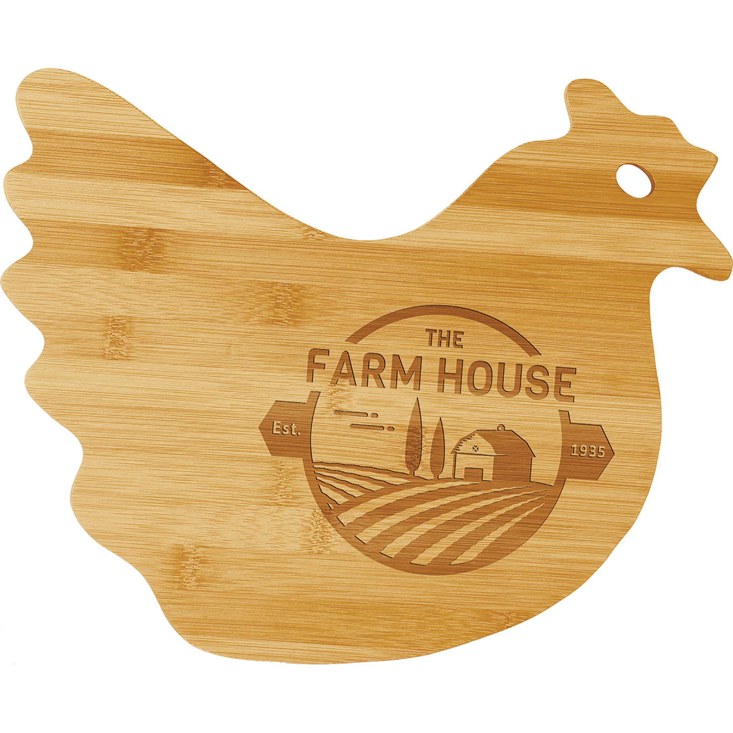 Bamboo Hen Shaped Cutting Board 13 1/2" x 10 7/8"